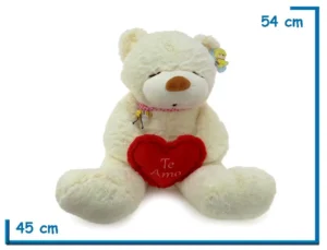 PELUCHE OSO SENTADO CON CORAZON Y PAÑUELO CON ABEJA 54CM
