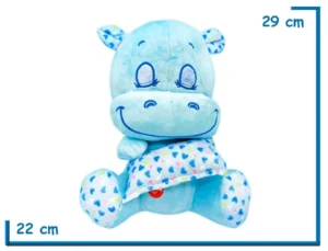 PELUCHE HIPOPOTAMO CELESTE  CON ALMOHADA Y SONIDO