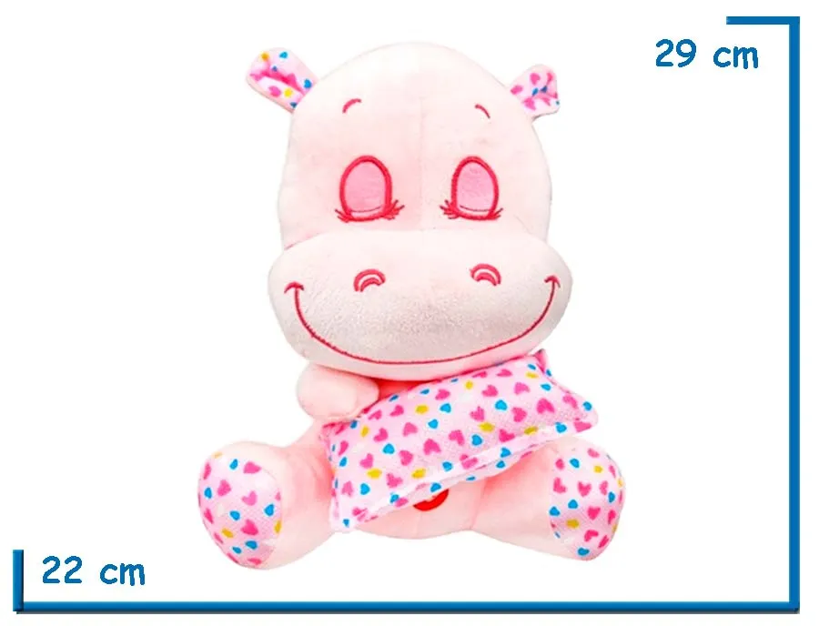 PELUCHE HIPOPOTAMO ROSA CON ALMOHADA Y SONIDO