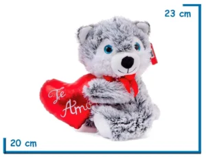 PELUCHE PERRO HUSKY CON CORAZON 23CM