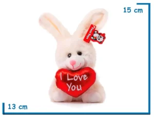PELUCHE CONEJO BLANCO CON CORAZON 15CM