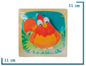 ENCASTRE DE MADERA GALLINA CUADRADO CHICO ROMPECABEZAS
