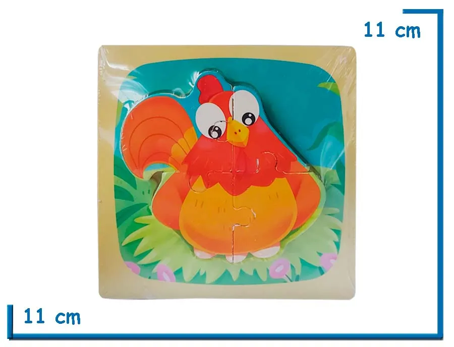 ENCASTRE DE MADERA GALLINA CUADRADO CHICO ROMPECABEZAS