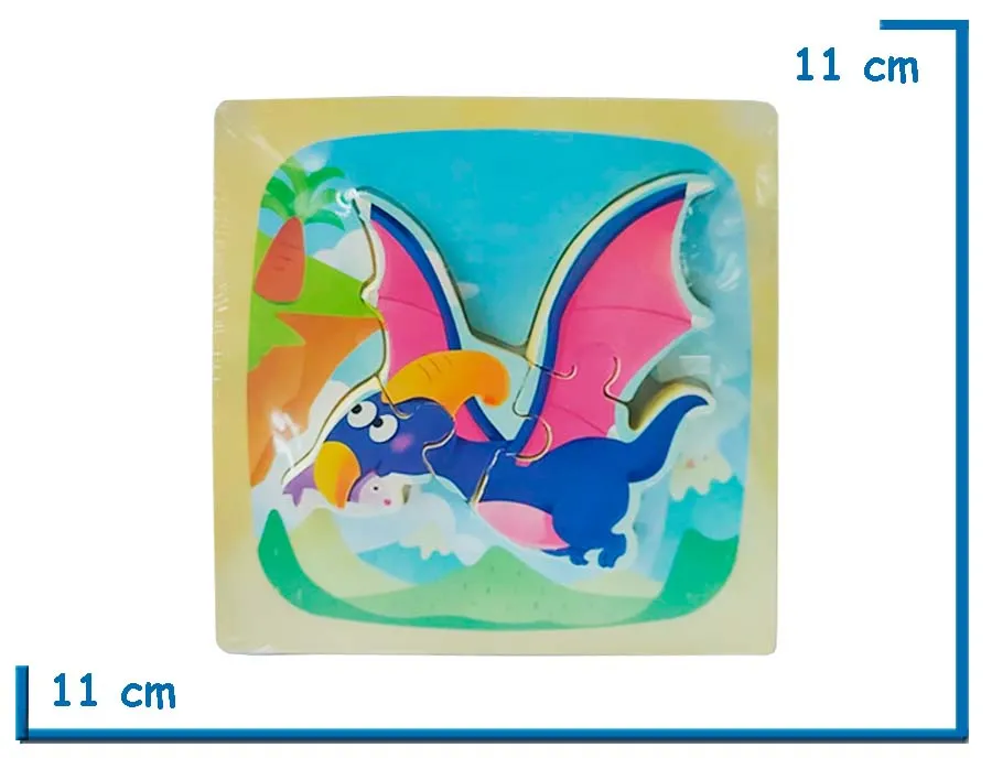 ENCASTRE DE MADERA PTERODACTILO CUADRADO CHICO ROMPECABEZAS