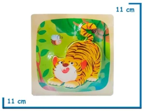 ENCASTRE DE MADERA TIGRE CUADRADO CHICO ROMPECABEZAS