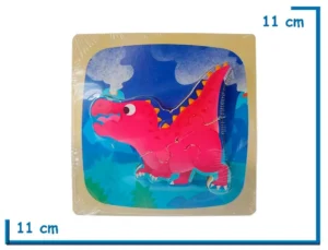 ENCASTRE DE MADERA T-REX CUADRADO CHICO ROMPECABEZAS
