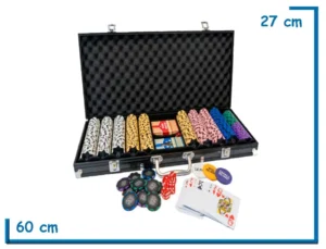 VALIJA BLACK FICHERO POKER 500 FICHAS NAIPES Y DADOS