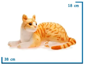 PELUCHE GATO ATIGRADO BEIGE ECHADO 38CM