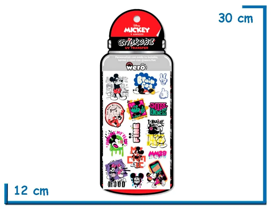 MICKEY MOUSE STICKERS UV TRANSFER RESISTENTES AL AGUA 2 PLANCHAS