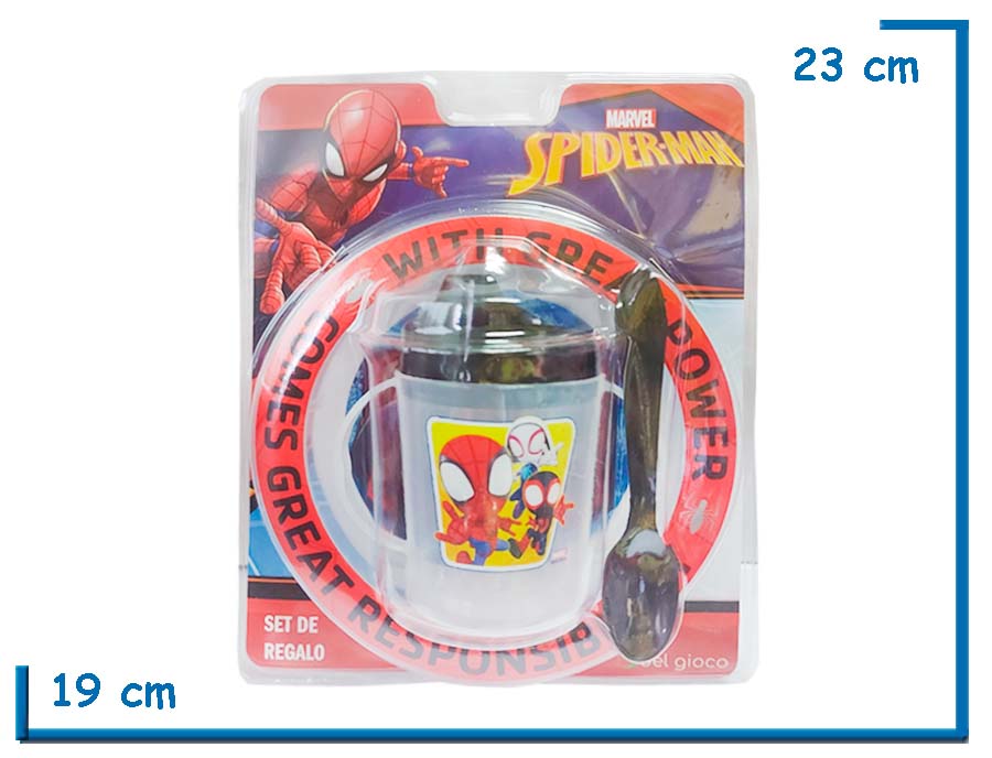SPIDER-MAN SET DE REGALO VASO TOMASOLITO BOWL Y CUCHARA
