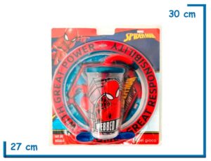 SPIDER-MAN SET DE REGALO VASO SPORT PLATO Y CUCHARA