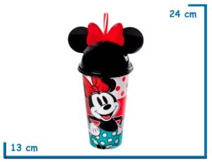 MINNIE MOUSE VASO CON OREJAS Y SORBETE 500ML