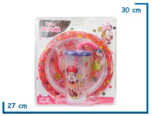 MINNIE MOUSE SET DE REGALO VASO SPORT PLATO Y CUCHARA