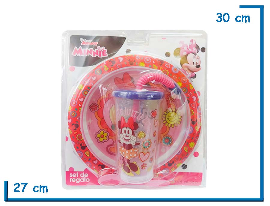 MINNIE MOUSE SET DE REGALO VASO SPORT PLATO Y CUCHARA