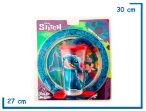 STITCH SET DE REGALO VASO SPORT PLATO Y CUCHARA