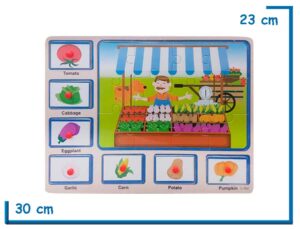 ENCASTRE CON AGARRE Y PUZZLE 12 PZS VEGETALES