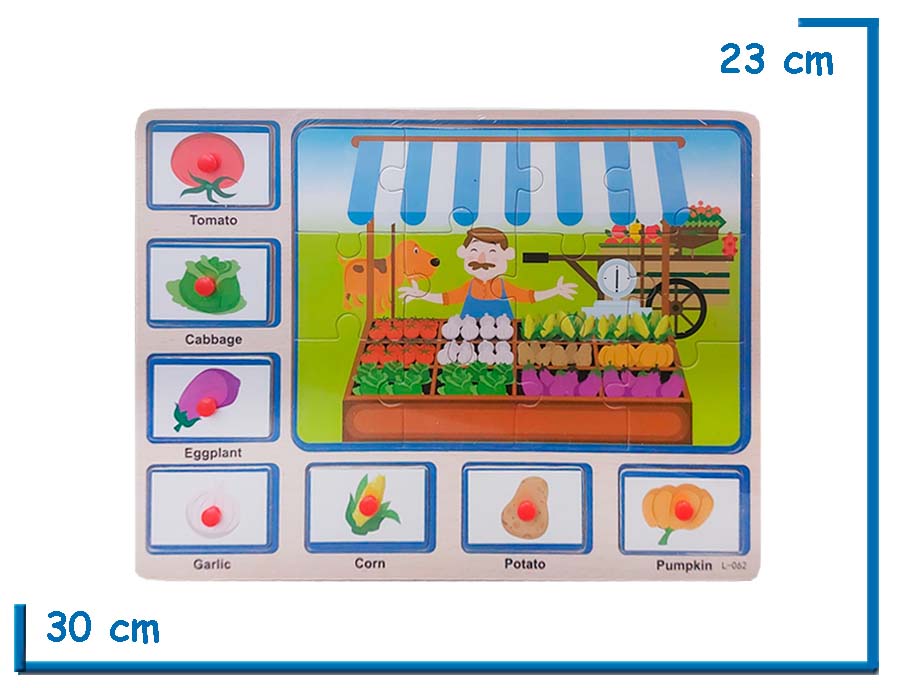 ENCASTRE CON AGARRE Y PUZZLE 12 PZS VEGETALES