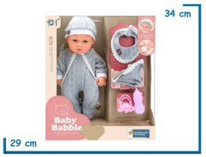 BABY BABBLE BEBOTE ENTERITO GRIS CON ACCESORIOS