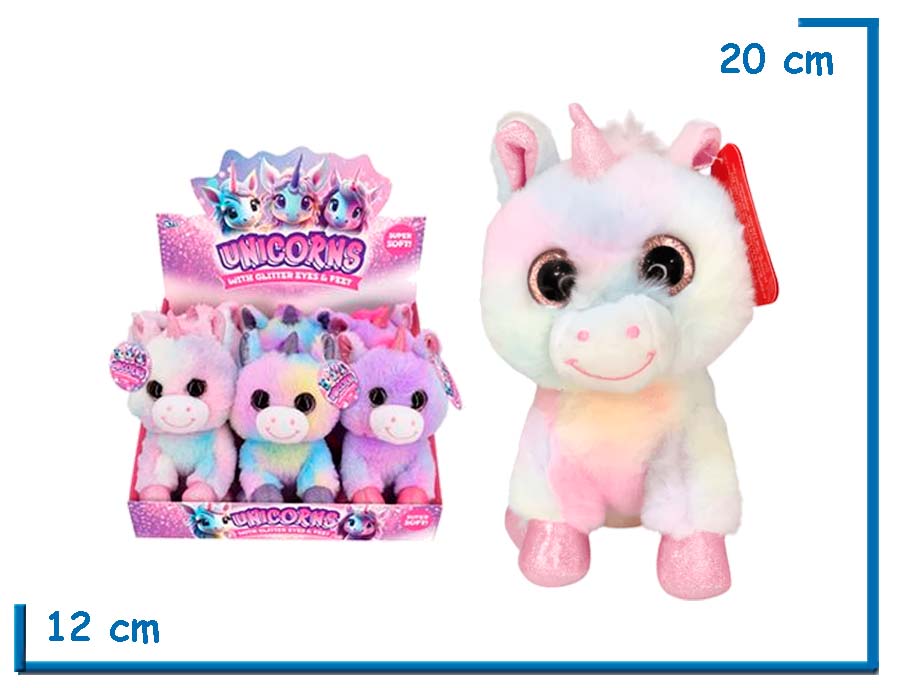PELUCHE UNICORNIOS CUERNO ROSA 20CM