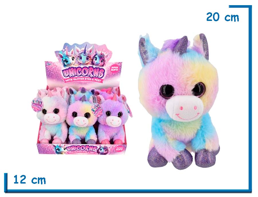 PELUCHE UNICORNIOS CUERNO VIOLETA 20CM