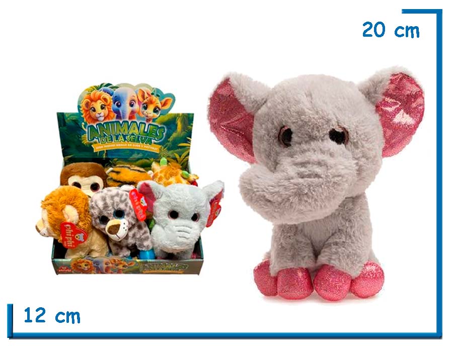 PELUCHE ANIMALES DE LA SELVA ELEFANTE 20CM