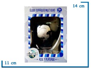 GLOTER GLOBO TERRAQUEO MULTIGIRO AZUL Y PLATEADO 10CM