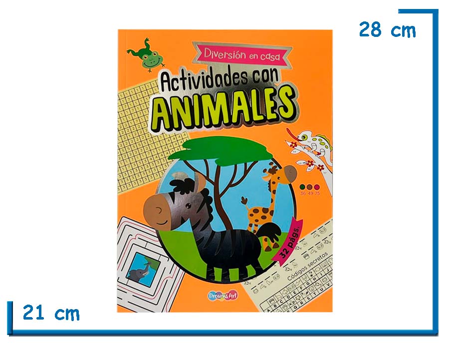 LIBRO DIVERSION EN CASA ACTIVIDADES CON ANIMALES NARANJA