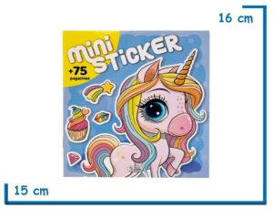 LIBRO MINI STICKERS UNICORNIO CELESTE 75 PEGATINAS