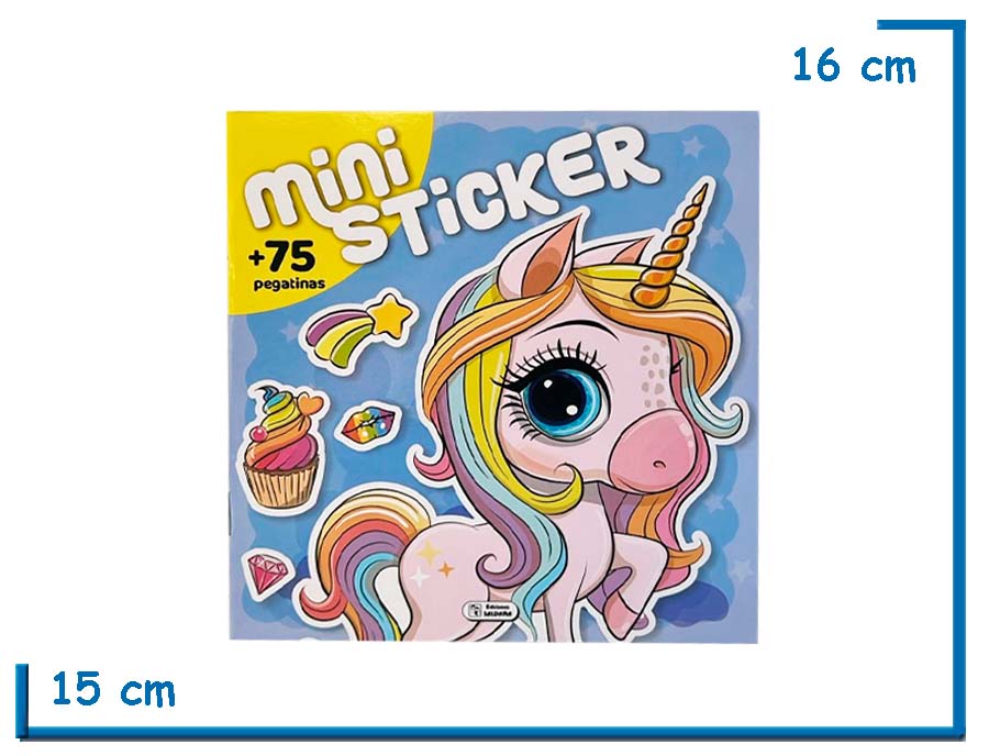 LIBRO MINI STICKERS UNICORNIO CELESTE 75 PEGATINAS