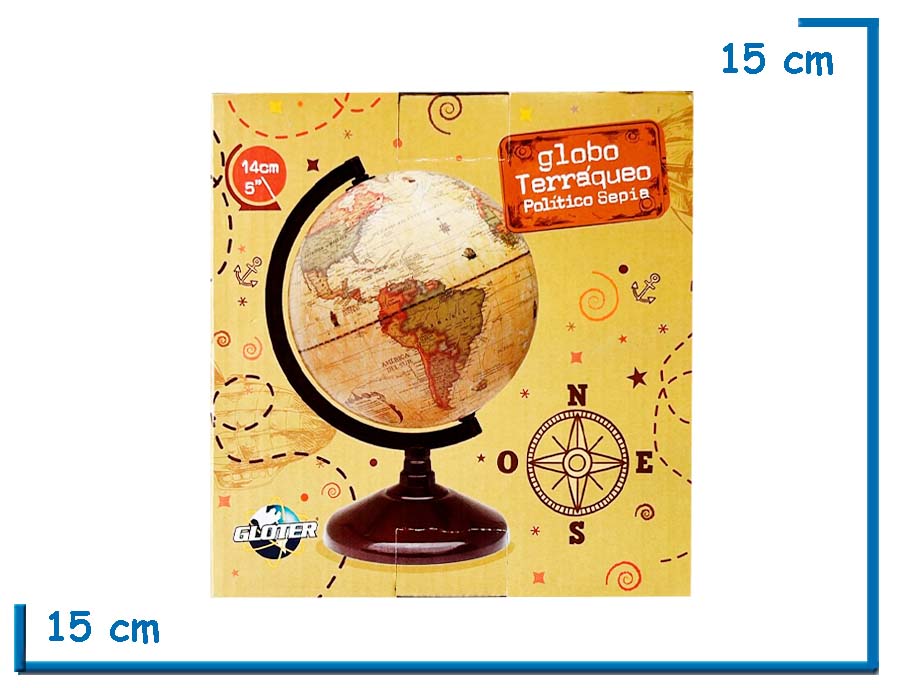 GLOTER GLOBO TERRAQUEO POLITICO SEPIA 14CM