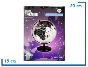 GLOTER GLOBO TERRAQUEO BLANCO Y NEGRO BASE METALICA 14CM