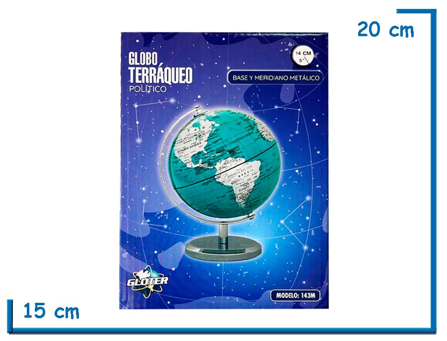 GLOTER GLOBO TERRAQUEO POLITICO BASE METALICA 14CM