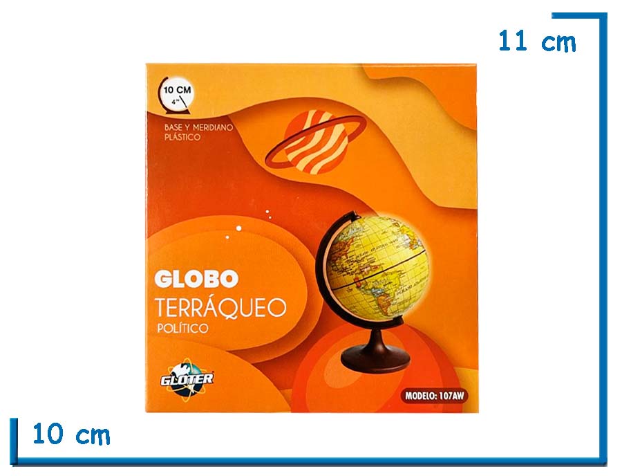 GLOTER GLOBO TERRAQUEO POLITICO SEPIA  BASE PLASTICA 10CM