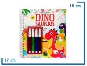 LIBRO DIVERSION EN COLORES CON DINOSAURIOS CON MARCADORES