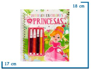 LIBRO DIVERSION EN COLORES CON PRINCESAS CON MARCADORES