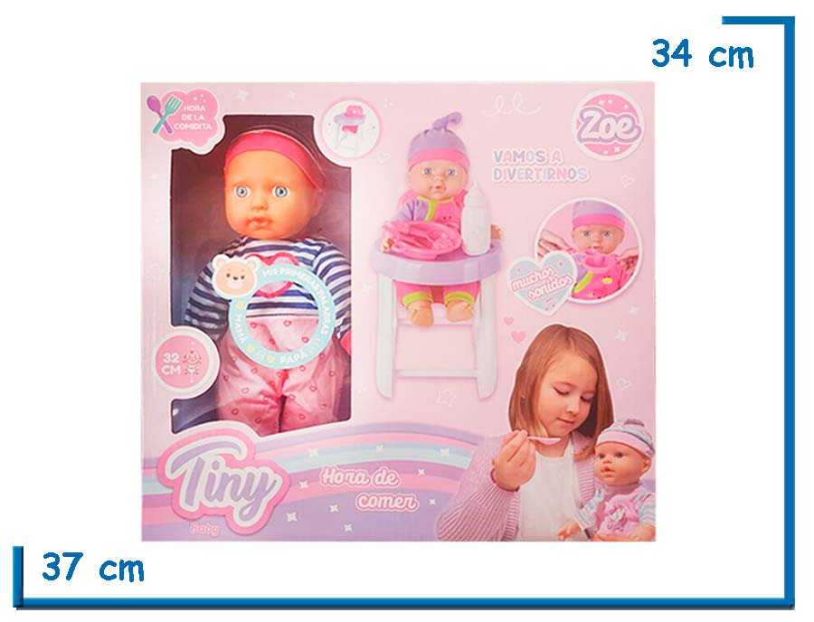 TINY BABY HORA DE COMER BEBE ROPA AZUL Y ROSA CON SONIDO
