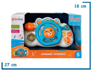 BABY GUS VOLANTE INTERACTIVO LEONCTO CELESTE LUZ Y SONIDO