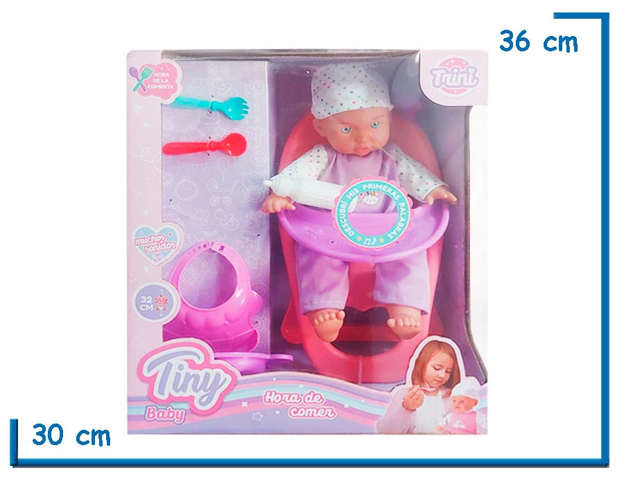 TINY BABY HORA DE COMER BEBE ROPA LILA CON SONIDO