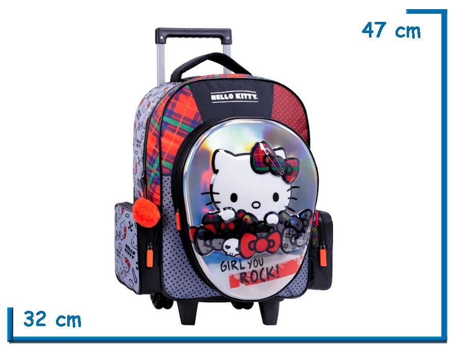 MOCHILA CARRO 17” HELLO KITTY GIRL YOU ROCK RELIEVE (WA74316)
