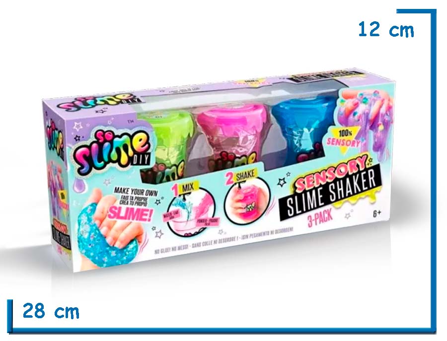 SO SLIME DIY FUCSIA VERDE AZUL 3-PACK SENSORY SLIME SHAKER