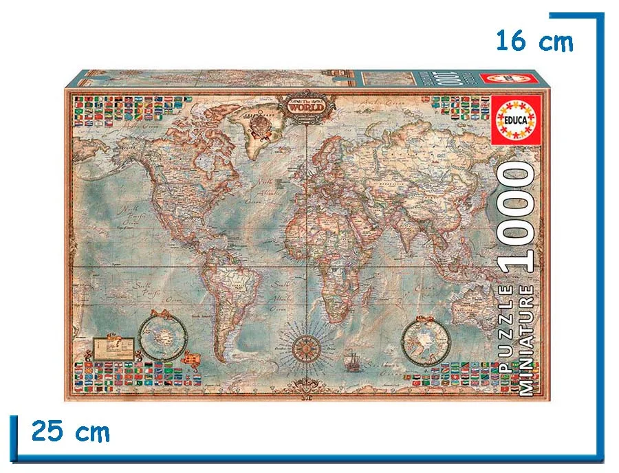 EDUCA PUZZLE MINIATURE X1000 PZS EL MUNDO, MAPA POLITICO