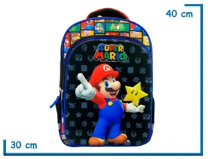 MOCHILA ESPALDA 18" SUPER MARIO ESTRELLA RELIEVE