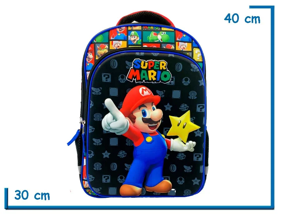 MOCHILA ESPALDA 18″ SUPER MARIO ESTRELLA RELIEVE