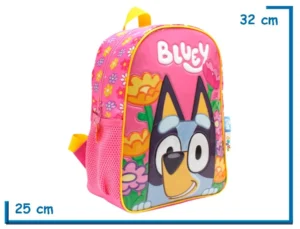 MOCHILA ESPALDA 12″ BLUEY ROSA FLORES