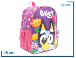 MOCHILA ESPALDA 12″ BLUEY VIOLETA FLORES