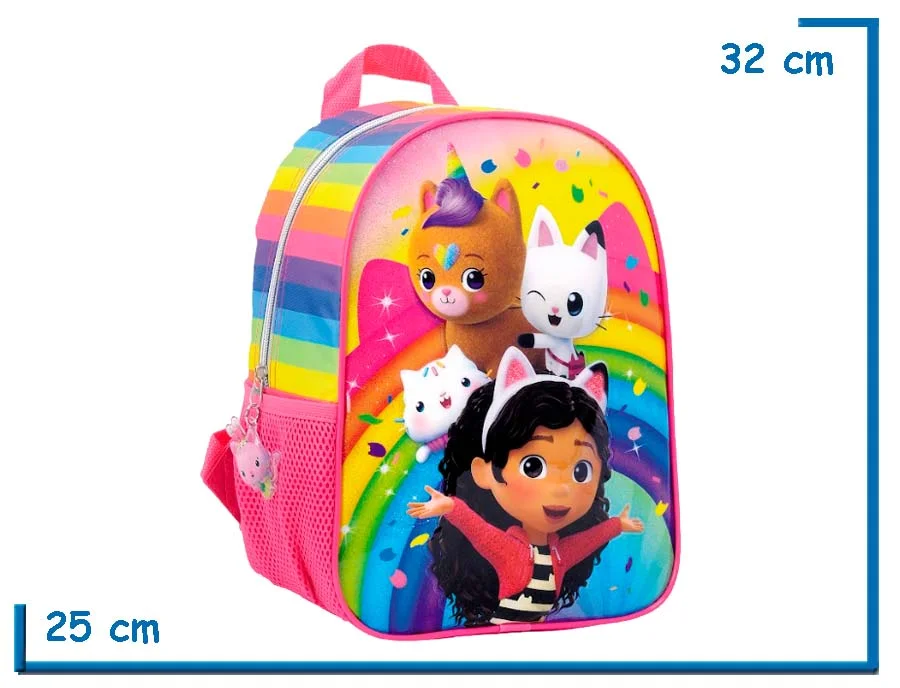 MOCHILA ESPALDA 12″ GABBYS DOLLHOUSE ROSA ARCOIRIS Y AMIGOS