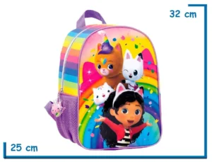 MOCHILA ESPALDA 12" GABBYS DOLLHOUSE VIOLETA ARCOIRIS Y AMIGOS