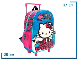 MOCHILA CARRO 12" HELLO KITTY CELESTE PLANETA