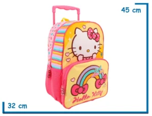 MOCHILA CARRO 16" HELLO KITTY AMARILLA GOOD VIBES ONLY