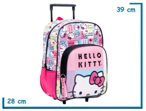 MOCHILA CARRO 14" HELLO KITTY NEGRA CUADRILLE